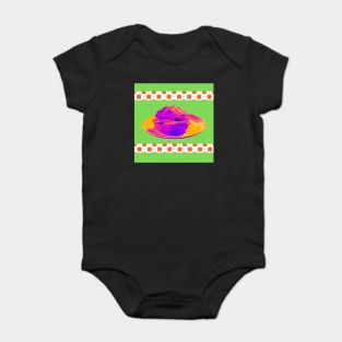 Pineapple Bun - Funky Hong Kong Street Food - Pop Art Neon Purple with Lime Green Baby Bodysuit